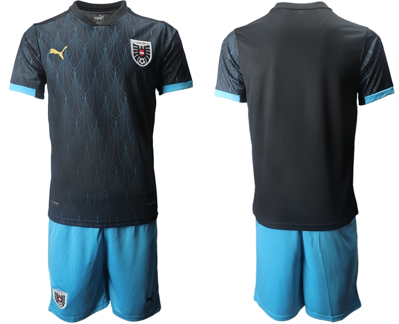 Men 2021 European Cup Austria away black Soccer Jersey